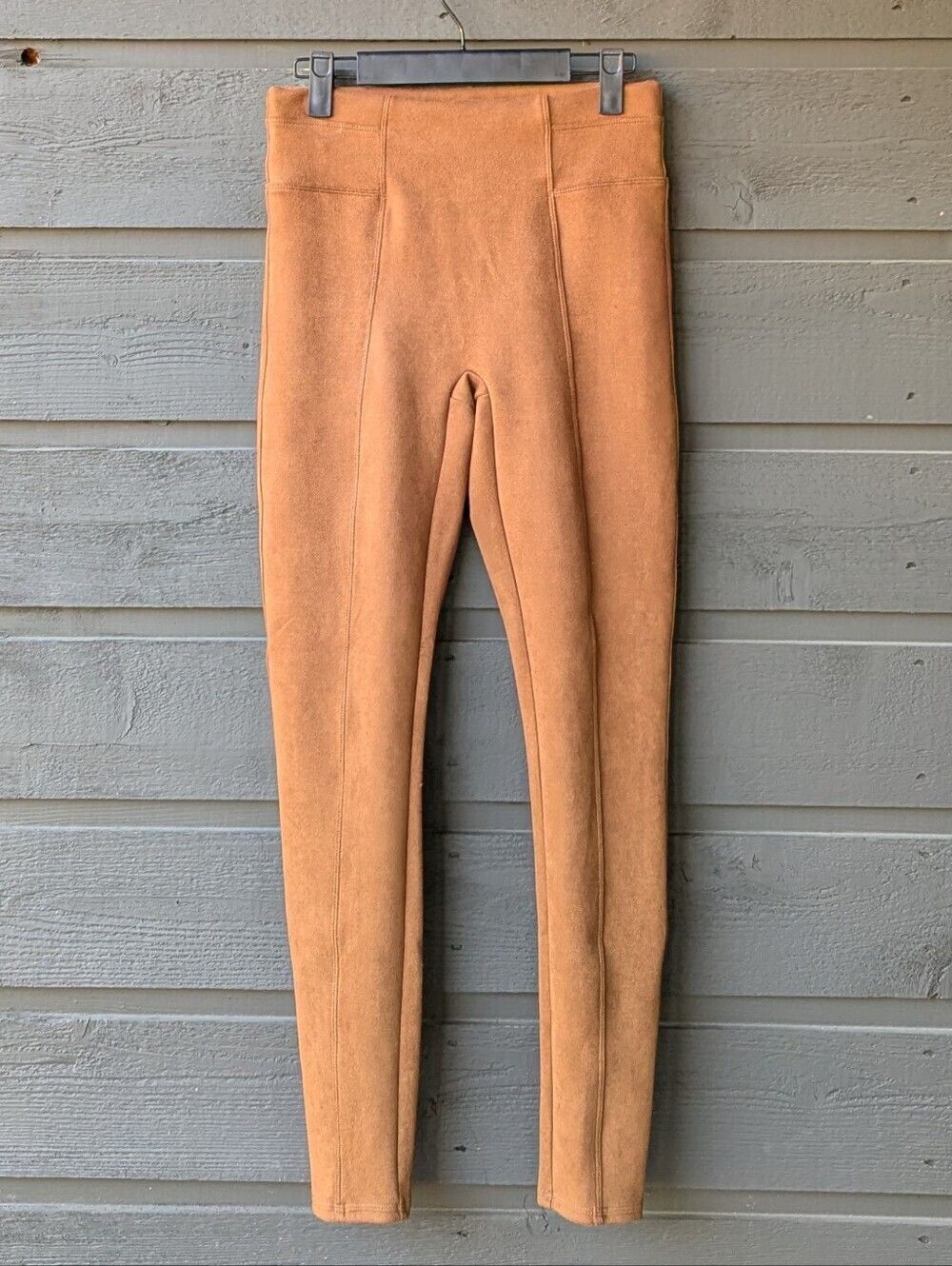 SPANX Faux Suede Leggings Rich Caramel Tan Size Small High Waist Full Length